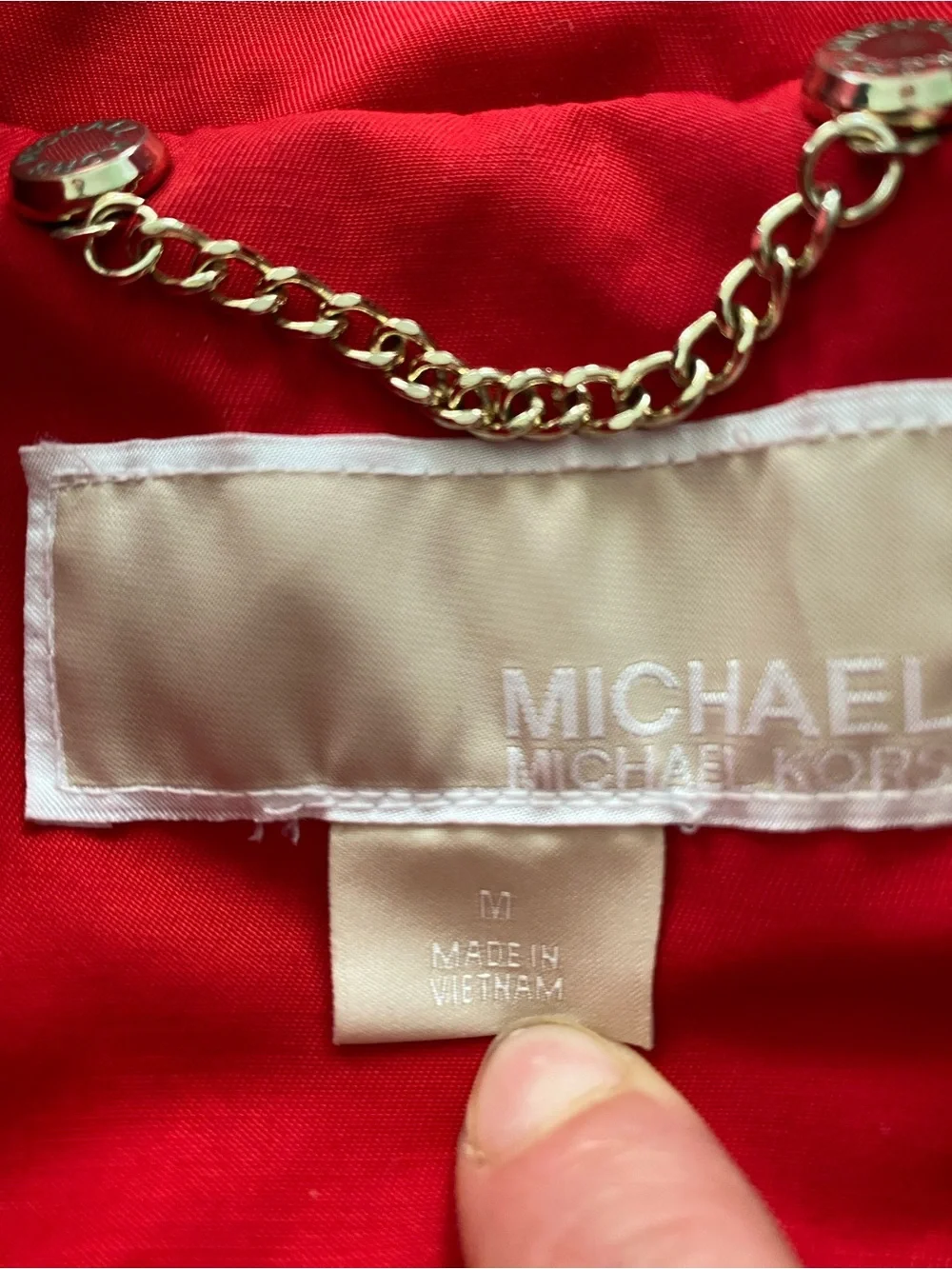 Michael Kors Hooded Rain Jacket Trench Coat Medium Red w/ Gold Hardware